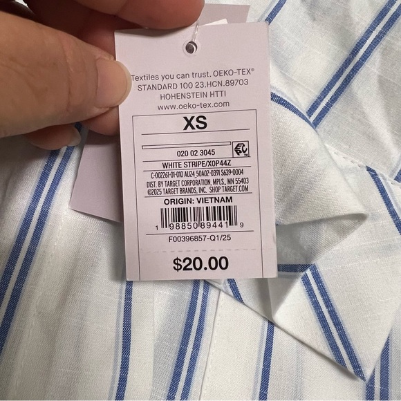 NWT Auden Women's Long Sleeve Striped Pajama Shirt Size XS - Picture 3 of 3